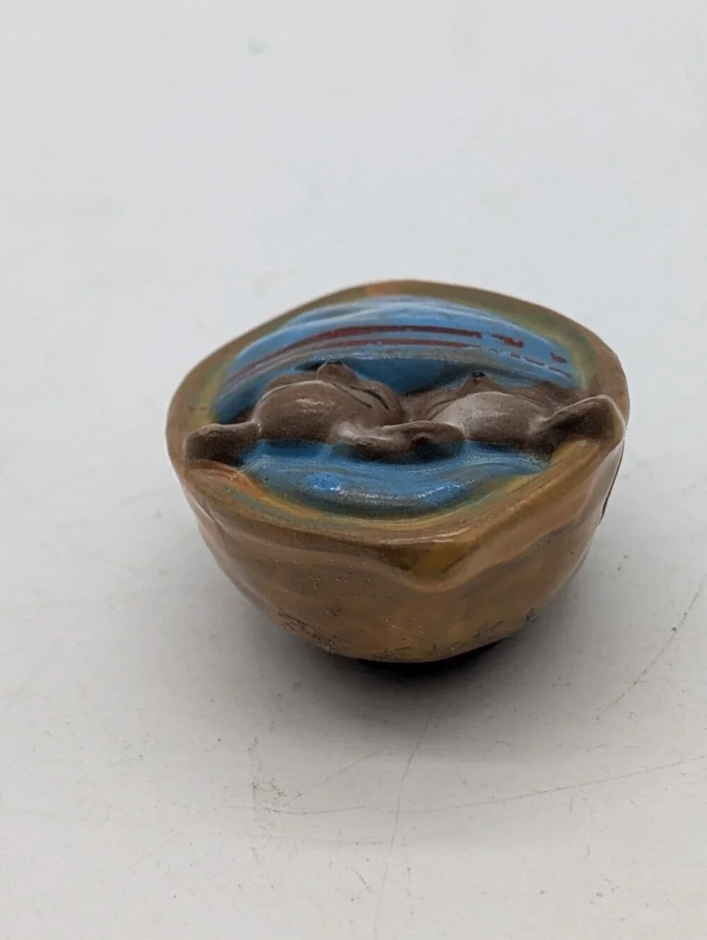 Vintage Josef Originals Mice in Walnut Shell Miniature Figurine - Japan